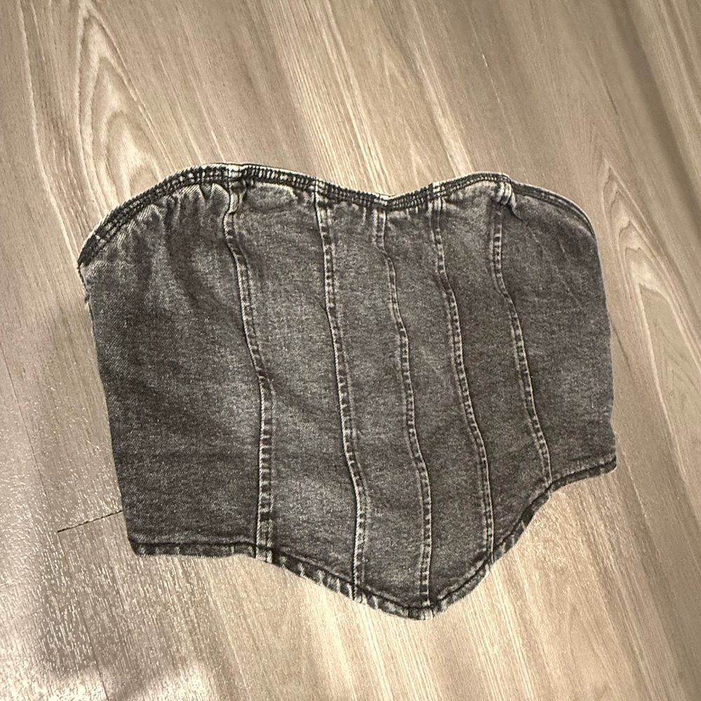 Black Denim Corset Top